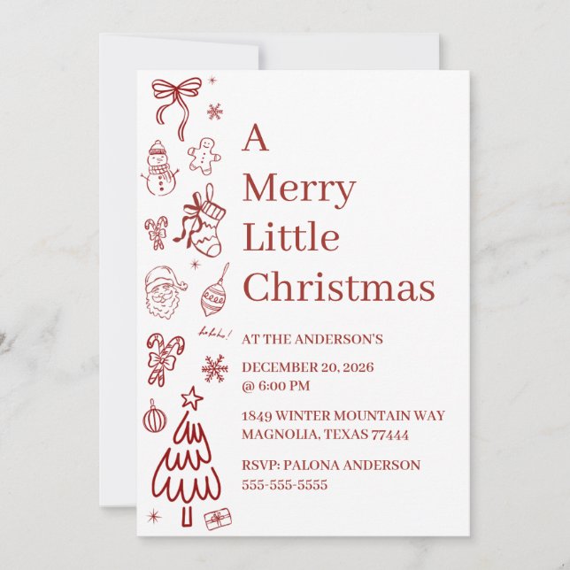 Whimsical Hand Drawn Doodle Red (Frente)