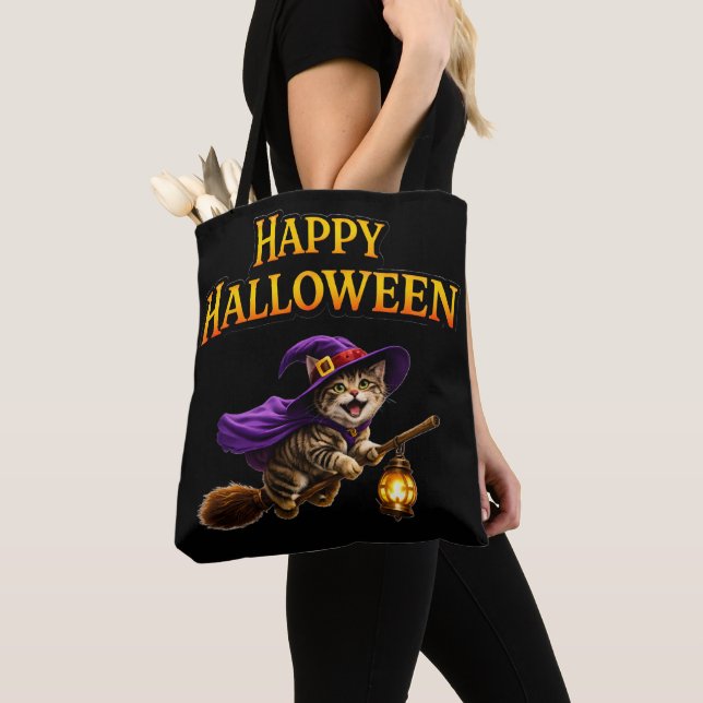 Whimsical happy Halloween tote bag carry your trea (Close Up)