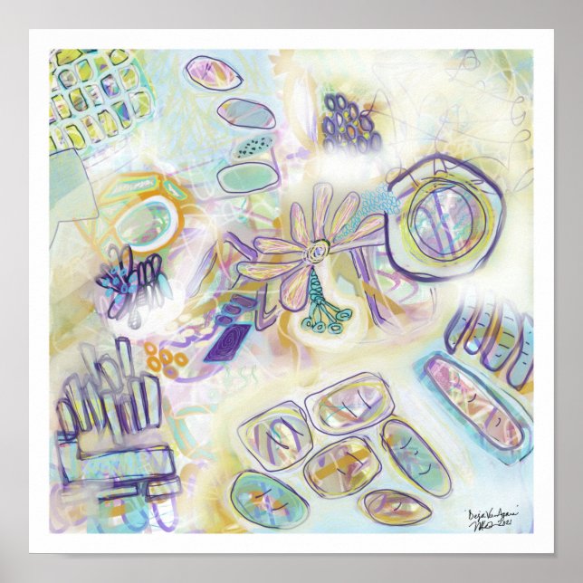 Whimsical Modern Impressão Original Art Poster (Frente)