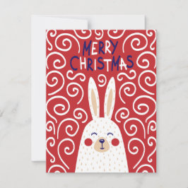 Whimsical Rabbit Feliz Cartão de Natal