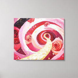 Whimsical roses garden Stretched Canvas Print