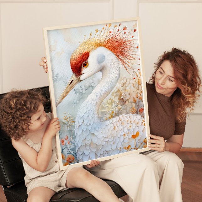 Whimsical Sandhill Crane Art Impressão (Criador carregado)