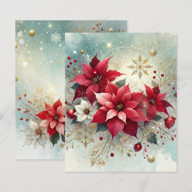 Whimsical Snowy Poinsettia Scrapbook (Frente/Verso)