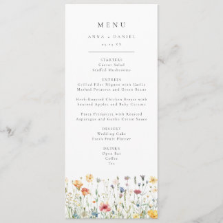 Whimsical Spring Wildflower Wedding Menu