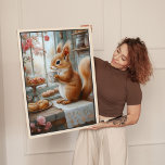 Whimsical Squirrel Café Canvas Art Print<br><div class="desc">Add warmth and whimsy to your walls with this delightful art print featuring an elegant squirrel sipping tea in a cozy cottage café. With pastries, florals, and vintage charm, this woodland kitchen scene is perfect for nursery walls, animal-themed rooms, or anyone who adores charming forest creatures. A lovely gift for...</div>