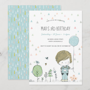 Whimsical Toddler BOY Convite para Aniversário de 