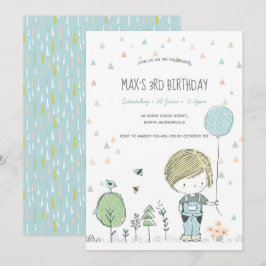 Whimsical Toddler BOY Convite para Aniversário de 