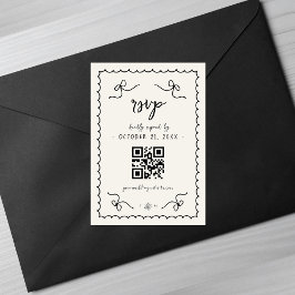 Whimsical Vintage French Weding QR Code RSVP Card