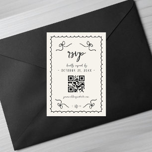 Whimsical Vintage French Weding QR Code RSVP Card