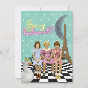 Whimsical Vintage Girls Bridesmaid Personalizável
