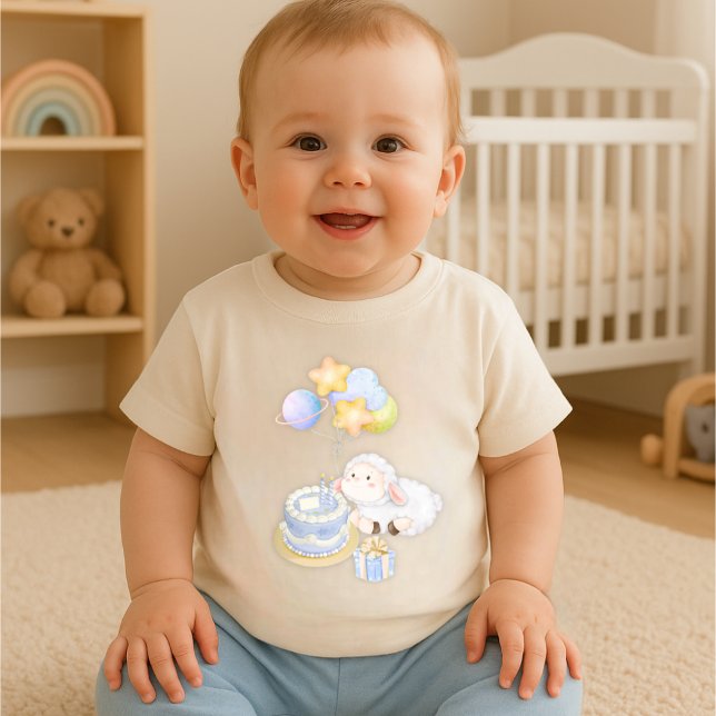Whimsical Watercolor Lamb Birthday toddler t-shirt (Criador carregado)