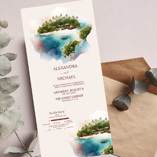 Whimsical Watercolor Maldives Casamento de Destino