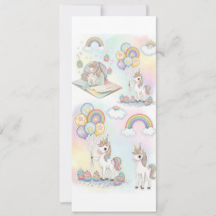 Whimsical Watercolor Unicorn de Aniversário com Ba
