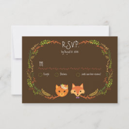 Whimsical Woodland Cat & Fox Casal Casamento RSVP