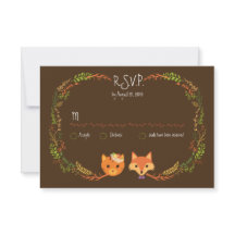 Whimsical Woodland Cat & Fox Casal Casamento RSVP