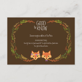 Whimsical Woodland Raposas Cartão de Informação de