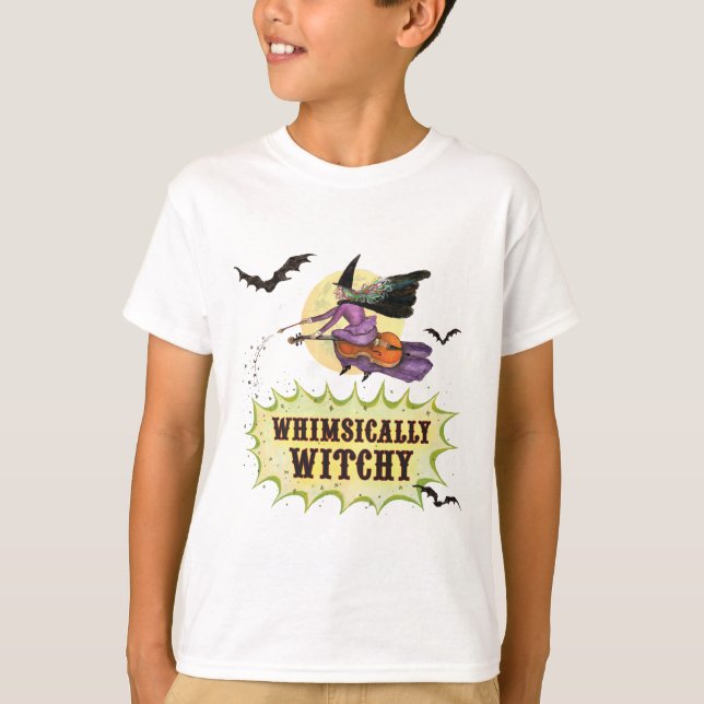 Whimsically Witchy Kids White T-Shirt (Frente)