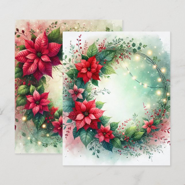 Whimssic Christmas Poinsettia Wreath Scrapbook (Frente/Verso)