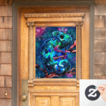 Whimsso Chameleon Abstrato Floral Teal Green
