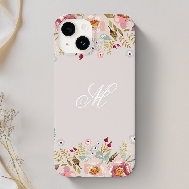 Whimsy Floral Monograma Rosa (Criador carregado)