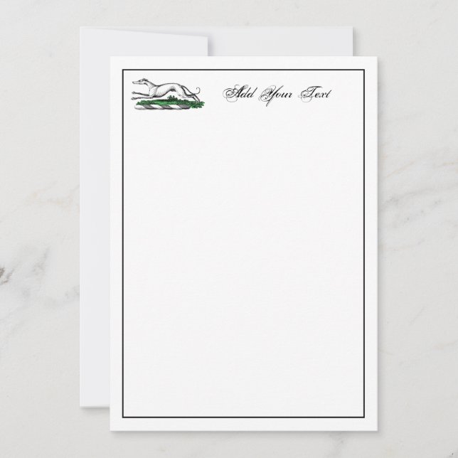 Whippet Greyhound Executando Cartão de Nota de Cre (Frente)