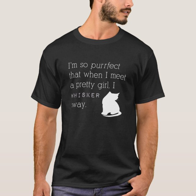 Whisker Away Cat Pun T-Shirt (Frente)