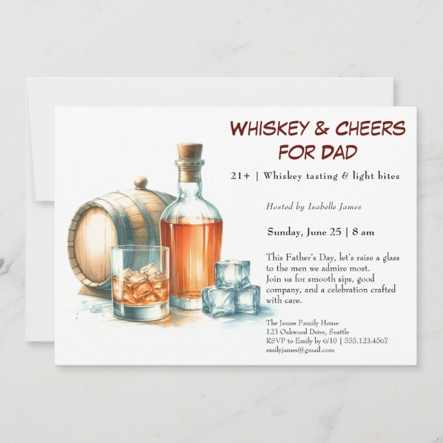 Whiskey & Cheers – Convite de Dia dos Pais Editáve (Frente)
