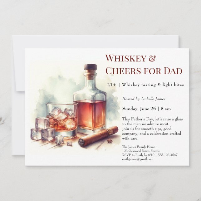 Whiskey & Cheers – Convite de Dia dos Pais Editáve (Frente)