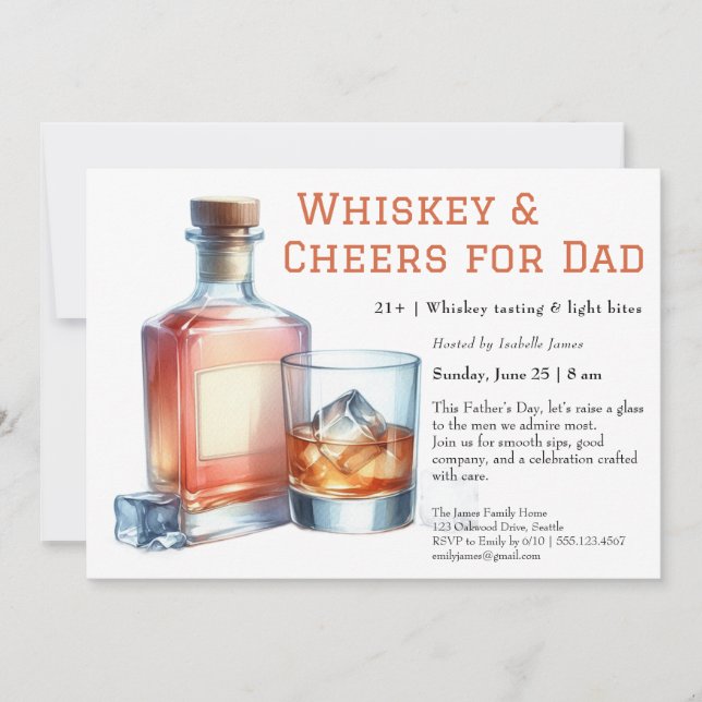 Whiskey & Cheers – Convite de Dia dos Pais Editáve (Frente)