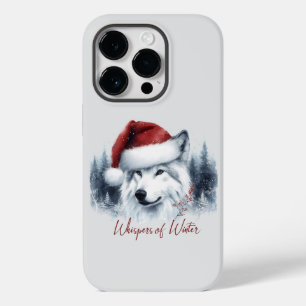 Whispers do inverno - Lobo Aquarela em Santa Hat