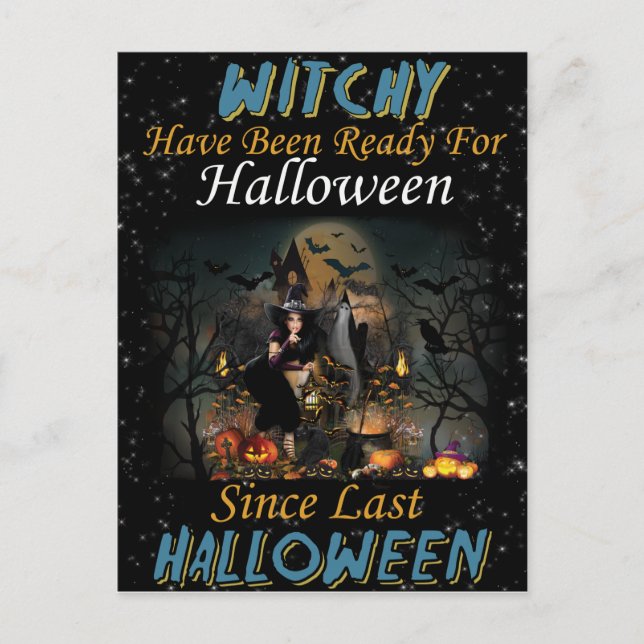 Whitchy diz feliz cartão postal das bruxas (Frente)