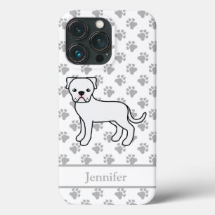 White American Bulgue Cartoon Dog & Name