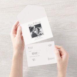 white and black elegant picture RSVP Wedding All-i