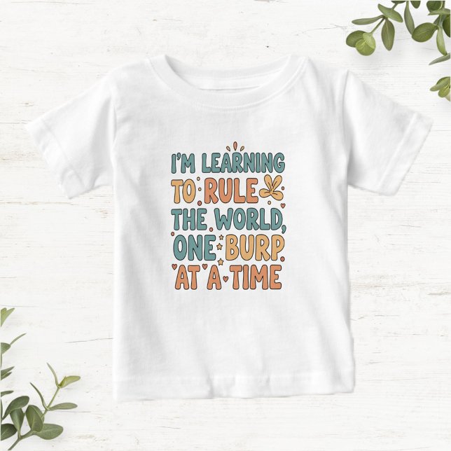 White Baby T-Shirt with Funny Phrase in Cotton (Criador carregado)