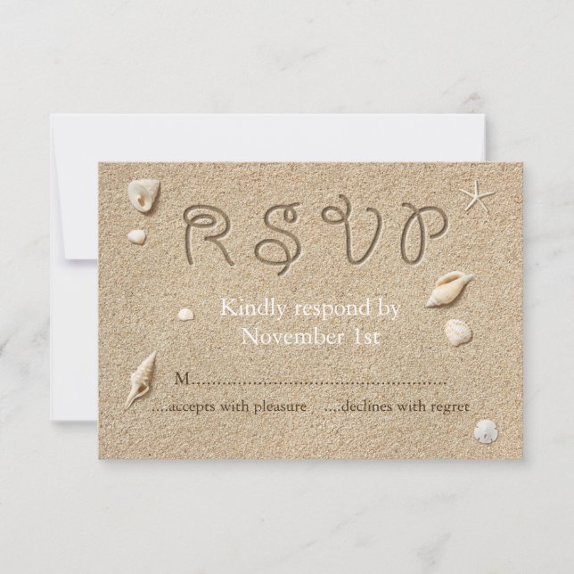 White Beach Sandy Toes Salty Kisses RSVP (Frente)