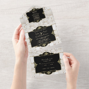 White Black Roaring 20s Gatsby Art Deco Wedding