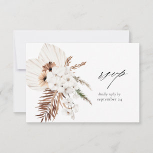 White Boho e Beige Floral w Placa RSVP de Refeiç