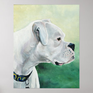 White Boxer Dog Art Impressão