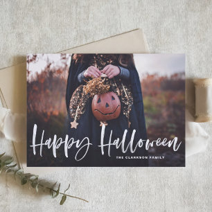 White Brussel Lettering Overlay Feliz Cartão de Ha