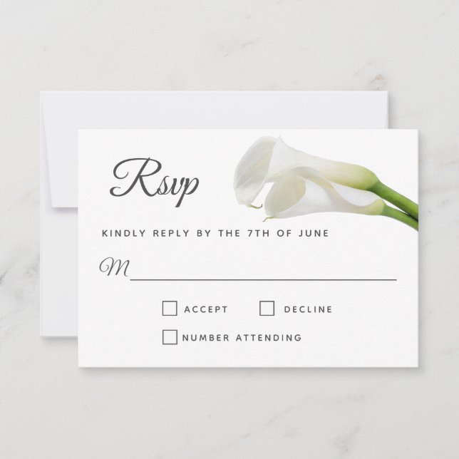 White Calla Lily Floral Weding RSVP (Frente)