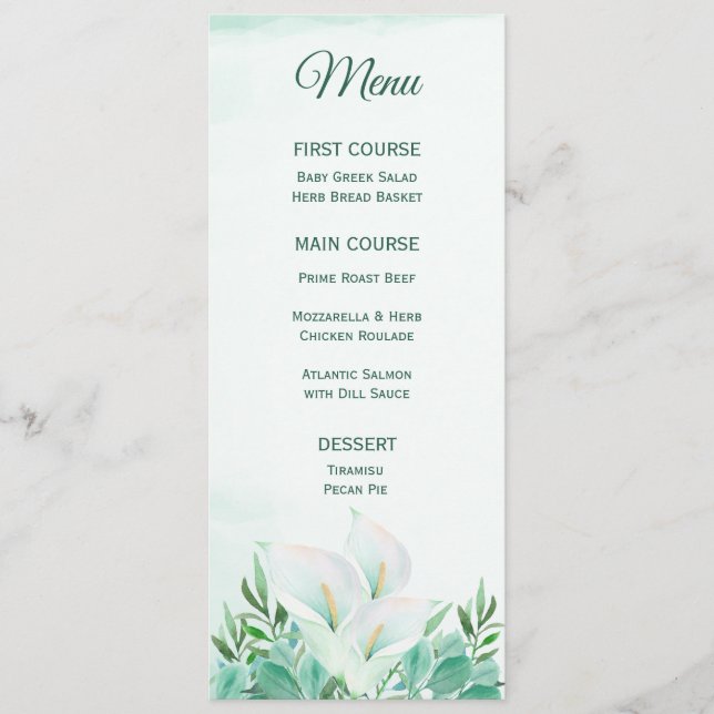 White Calla Lily Monogramus Menus (Frente)