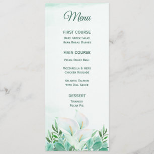 White Calla Lily Monogramus Menus