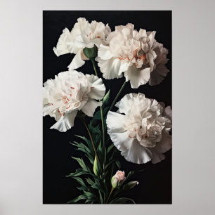 White Carnuns Flower Art Poster