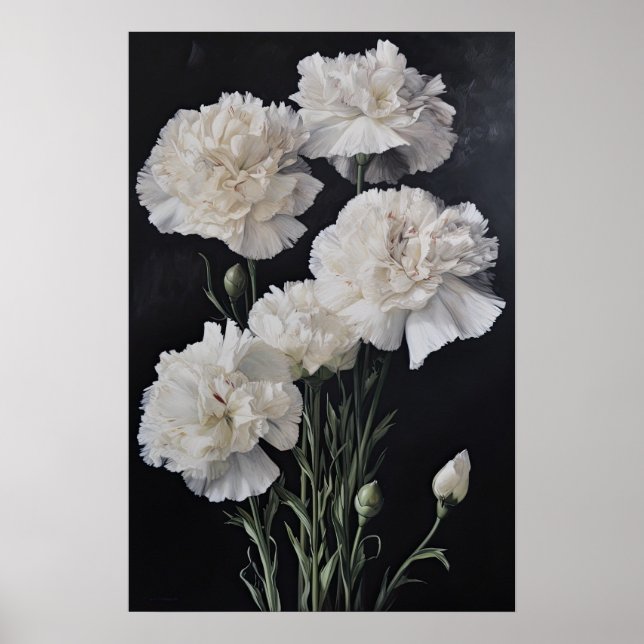 White Carnuns Flower Art Poster (Frente)