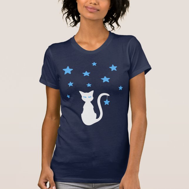 White Cat Stars T-Shirt (Frente)