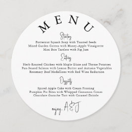 White Circle Modern Simple Wedding Menu