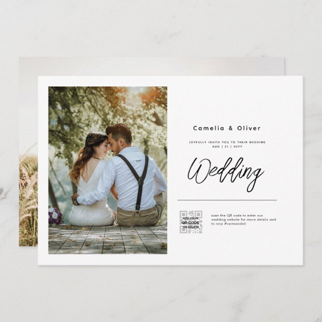 White Clássico de Convite de Foto de Orçamento (Frente/Verso)