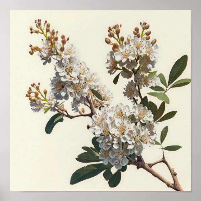 White Crepe Myrtle Flowers Art Impressão (Frente)