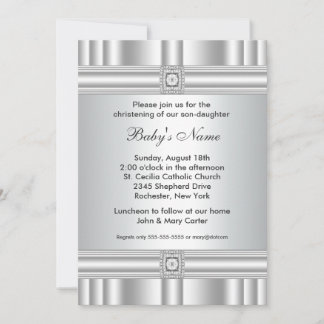 White Cross Boy ou Girl Christening Convite