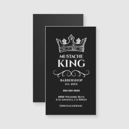 White Crown King Mustache Barbershop Magnet Card